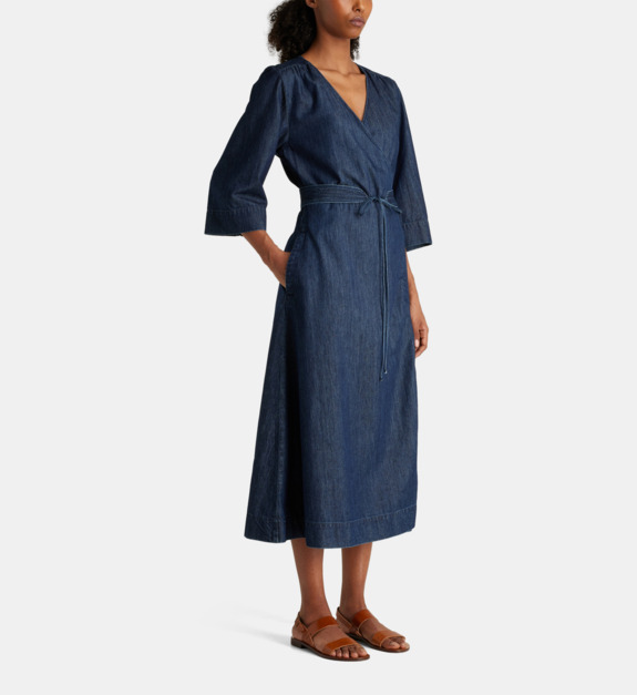 jodhpur - Robe kimono longue Linka denim - Bleu
