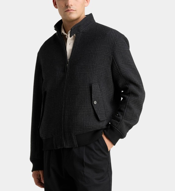 galeries lafayette - Blouson Rariwool carreaux court en laine recyclée - Gris