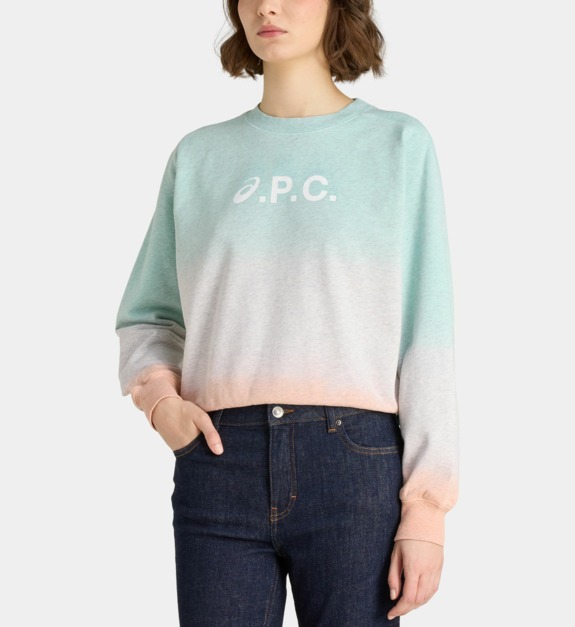 a.p.c. - Sweat droit Stone dip dye en coton bio Asics x A.P.C. - Rose