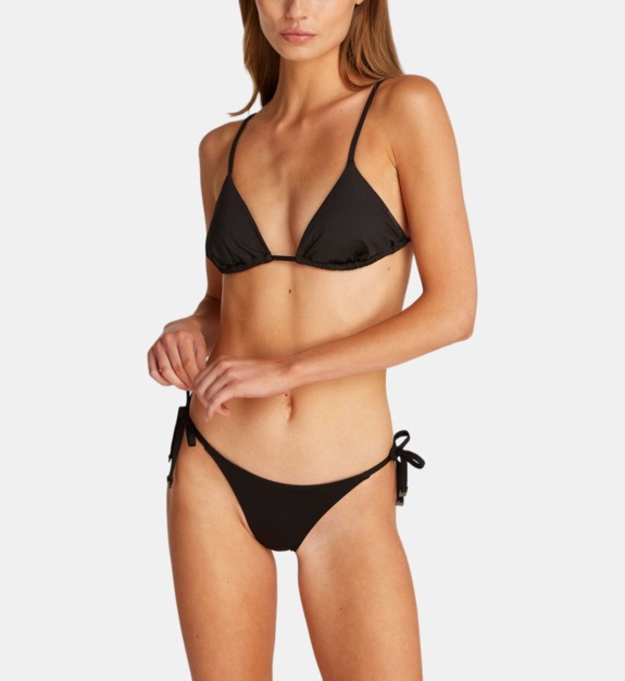 calvin klein - Bas de bikini tanga à nouettes - Noir