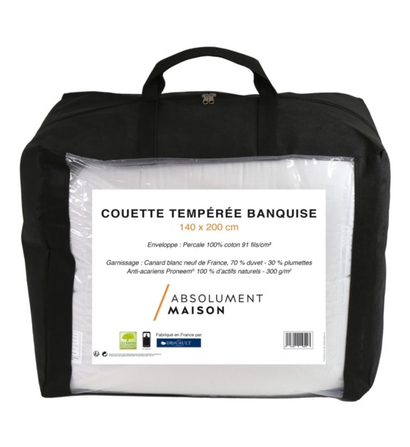 absolument maison - Couette tempérée BANQUISE duvet blanc 300 g - Blanc