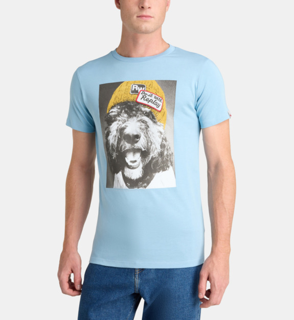 replay - T-shirt droit coton chien - Beige