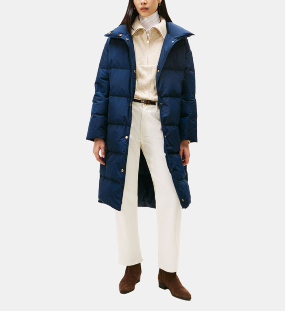 Doudoune longue matelassée fermeture boutonnée