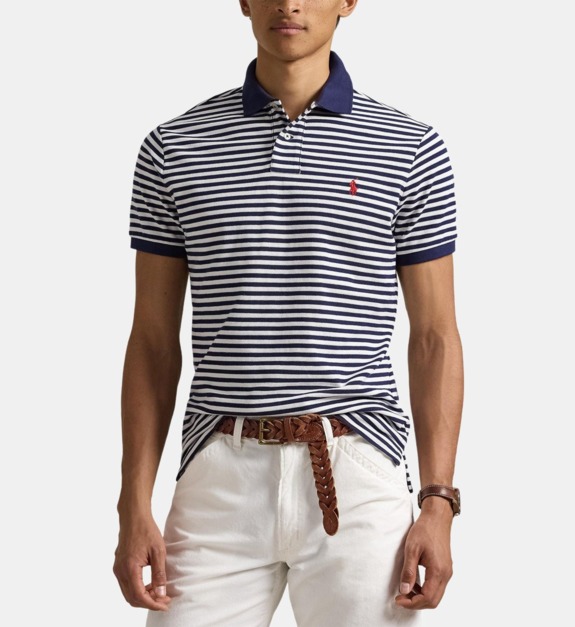 Polo droit à rayures en coton