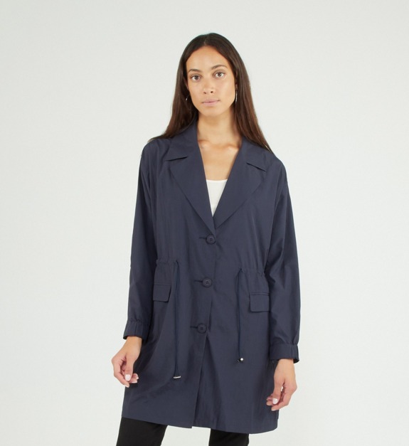 see u soon - Trench femme mi-long déperlant - Bleu