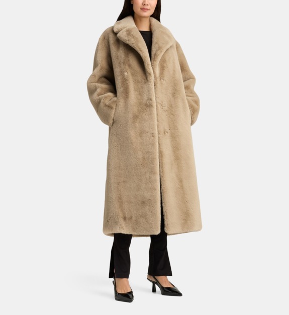 stand studio - Manteau Mira long oversize effet fourrure - Beige