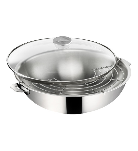 LAGOSTINA Wok 30 cm inox + grille + couvercle Salvaspazio+ - vue 2