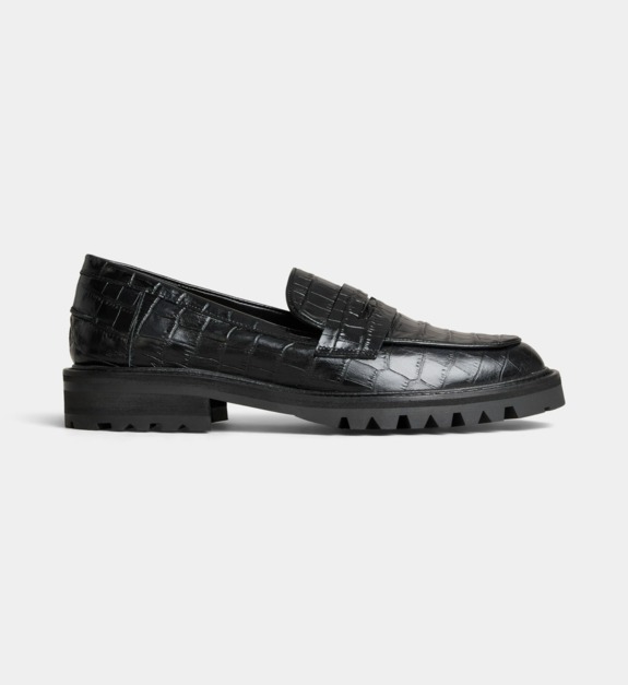 billi bi - Mocassins A9305 en cuir vernis ou façon croco - Noir