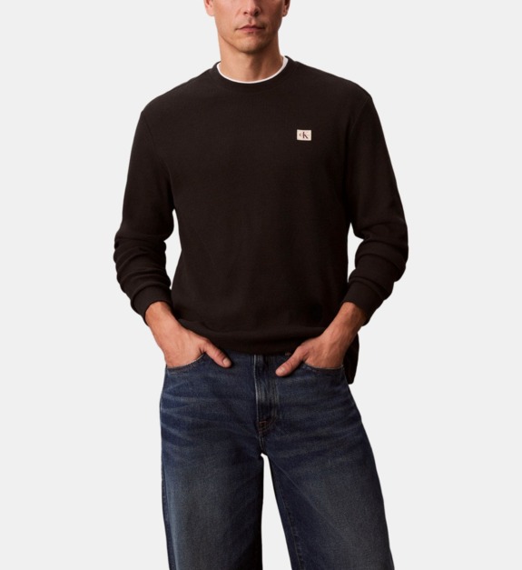 Vêtements Calvin Klein Jeans Ls Waffle Badge Crew LV040EM217 pour Accessoires - vue 4