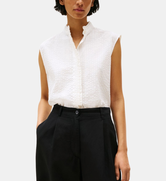Chemise sans manches coton seersucker à rayures - vue 2