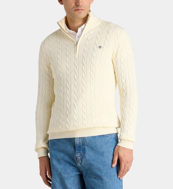 Pull camionneur droit en maille câble de coton