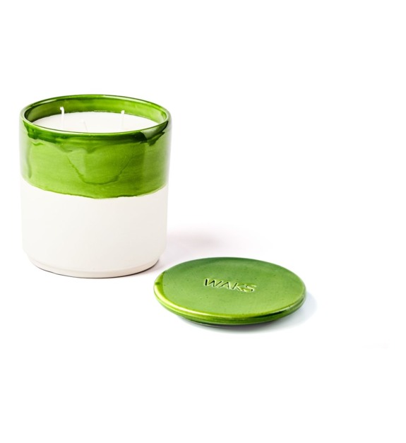 waks - Bougie parfumée à la feuille de figuier White Clay 650 g - Blanc