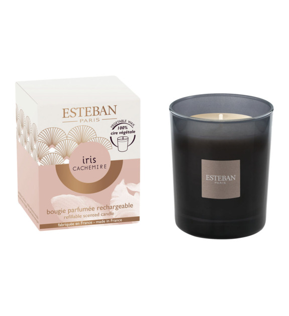 esteban paris parfums - IRIS CACHEMIRE - Bougie parfumée initiale rechargeable - Iris Cachemire - Beige