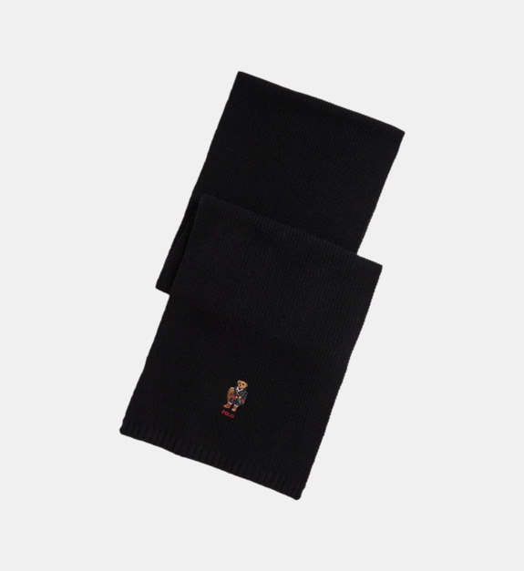 polo ralph lauren - Echarpe en maille laine mélangée signature - Noir