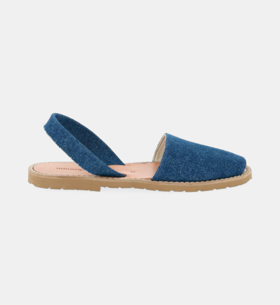 minorquines - Sandales plates Avarca denim - Bleu