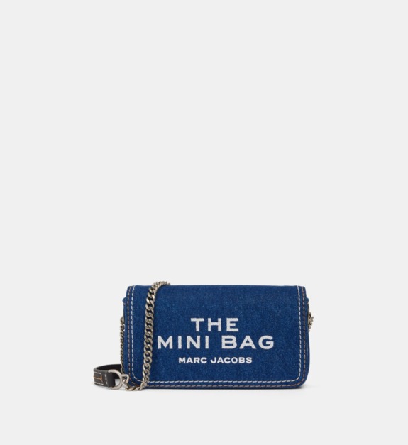 marc jacobs - Sac pochette The Denim Chain Mini Bag - Bleu