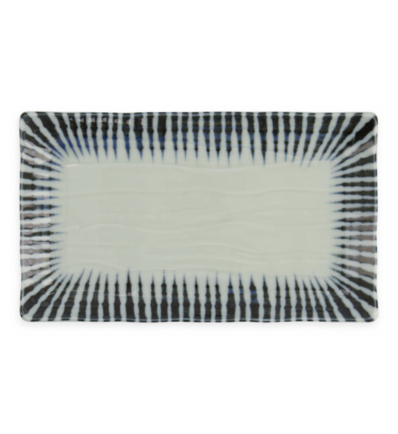 tokyo design studio - Plat à sushi rectangulaire Shin Tokusa porcelaine 22,5 x 13 cm bleu/blanc - Bleu