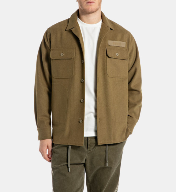 replay - Surchemise droite laine mélangée - Noir