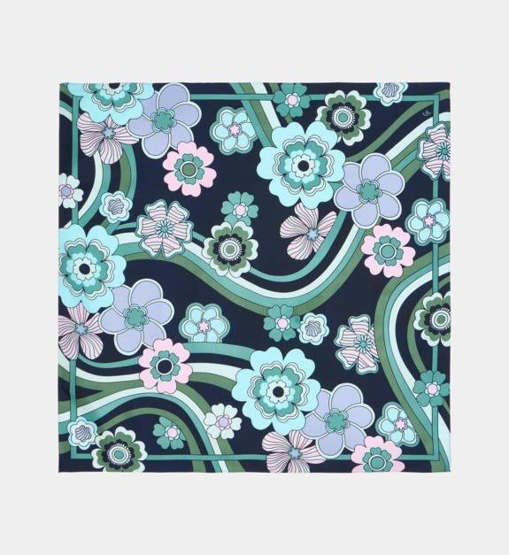 galeries lafayette - Carré de soie Fara imprimé floral - Vert