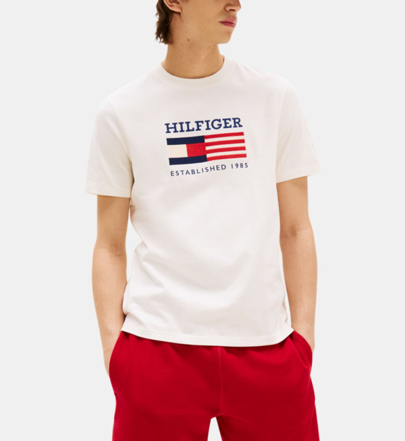 T shirt droit coton signature drapeau