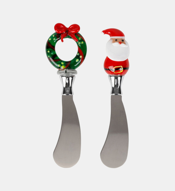 cristal d'arques - NOÊL - Ensemble de 2 couteaux à beurre - Multicolore