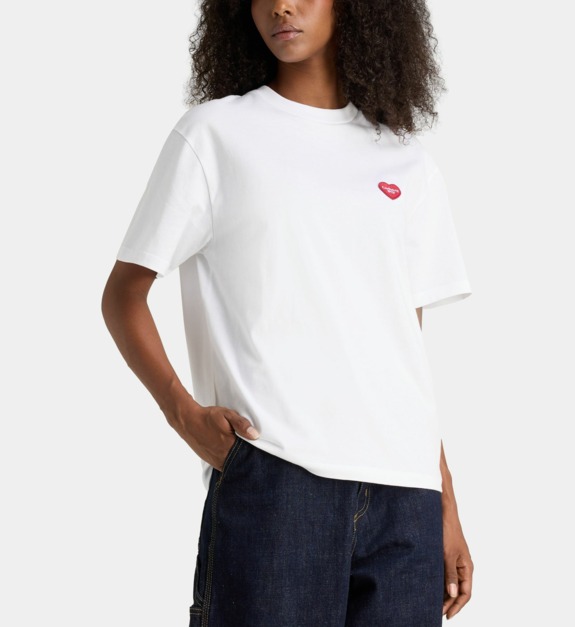 T shirt droit coeur brodé coton bio