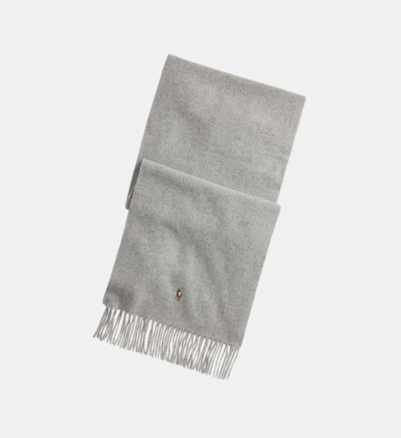 polo ralph lauren - Echarpe en laine frangée signature - Gris