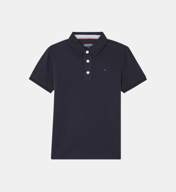 tommy hilfiger - Polo drapeau emblématique brodé coton organique - Bleu