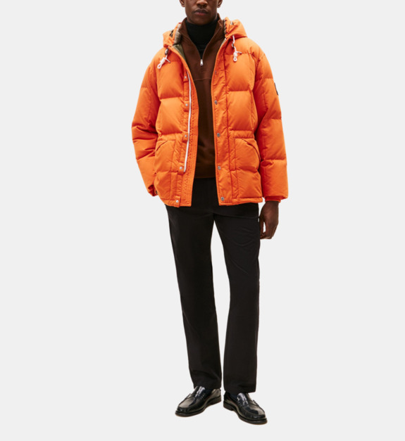 Doudoune Squar Baffled Down droite signature en coton mélangé