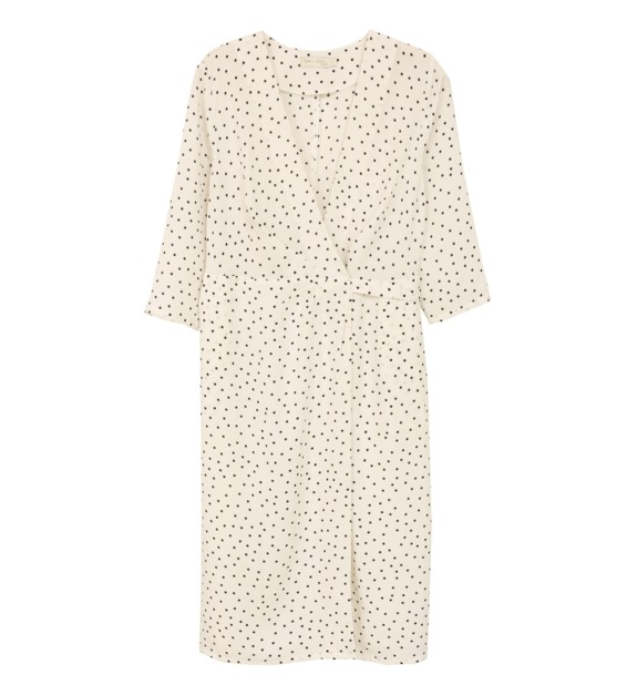 see u soon - Robe portefeuille genoux pois - Blanc