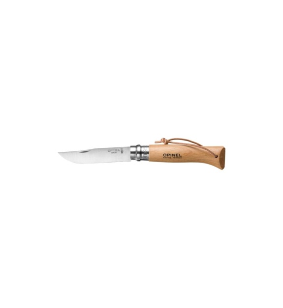 opinel - Couteau fermant Baroudeur N°8 inox et bois de hêtre naturel - Beige
