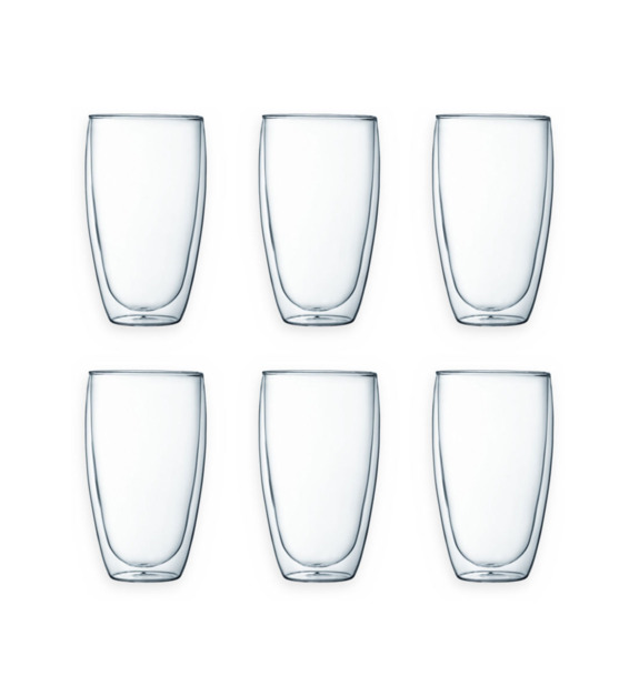 bodum - 6 verres borosilicatés à double paroi 45 cl - Transparent