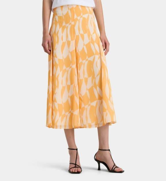 calvin klein jeans - Jupe évasée longue motif géométrique - Jaune