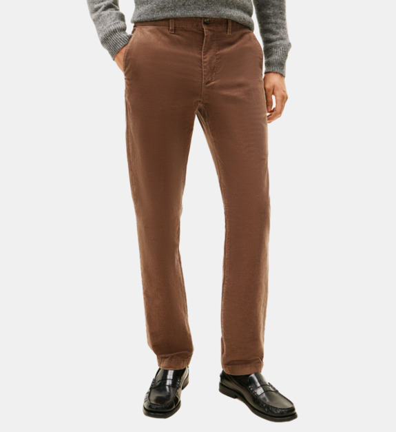 Pantalon droit en coton finition velours côtelé - vue 8