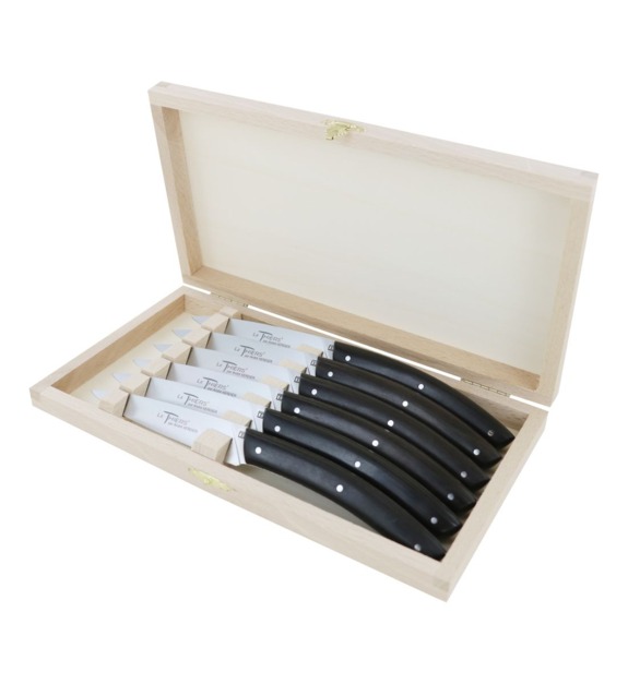 andré verdier - Coffret de 6 couteaux à steak Le Thiers bois d'ébène - Noir