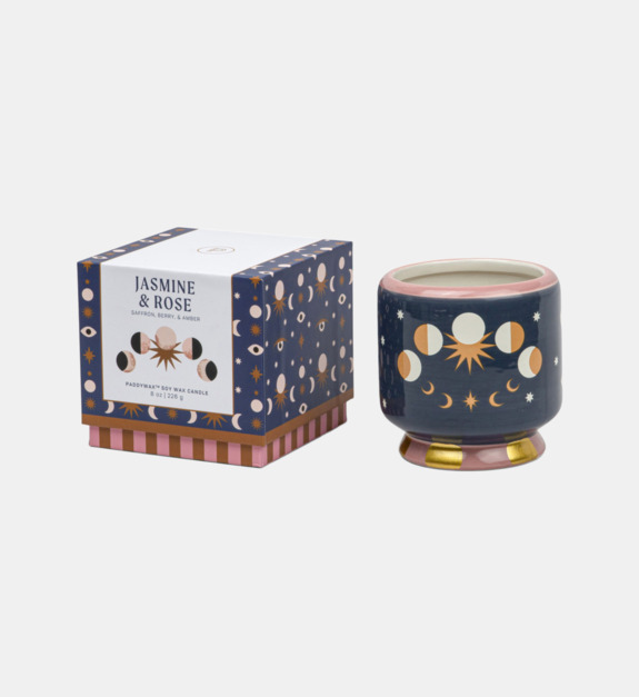 paddywax - Adopo - Bougie parfumée pot en céramique - Jasmine & rose - Bleu
