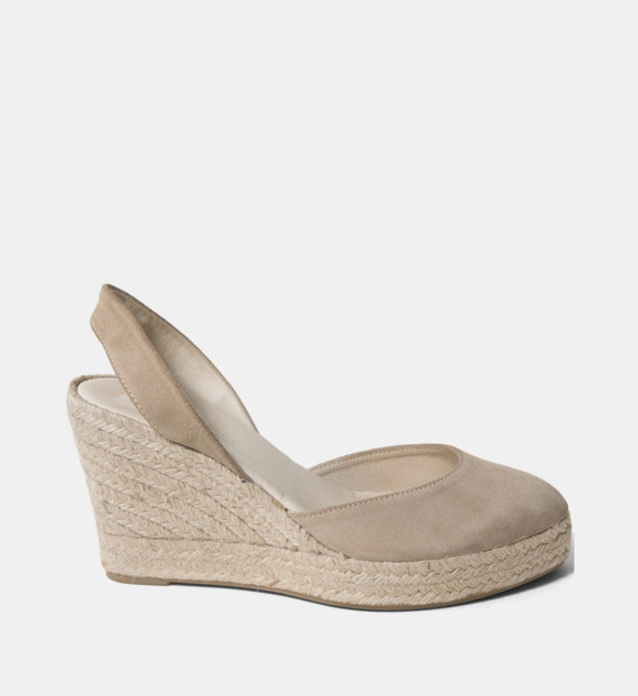 mint & rose - Espadrilles compensées Menorca en cuir - Beige