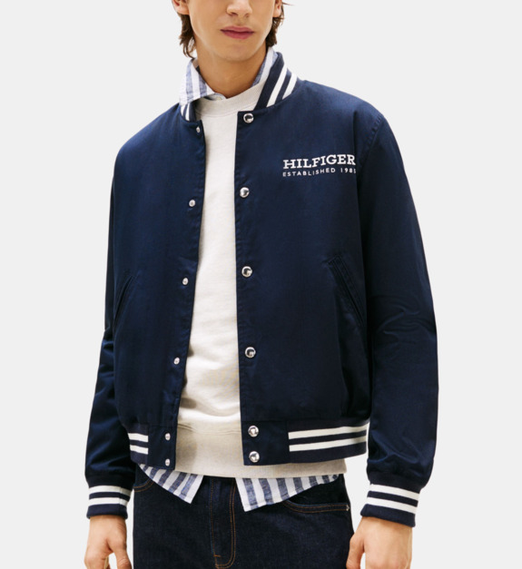 tommy hilfiger - Blouson court droit coton drapeau signature - Bleu