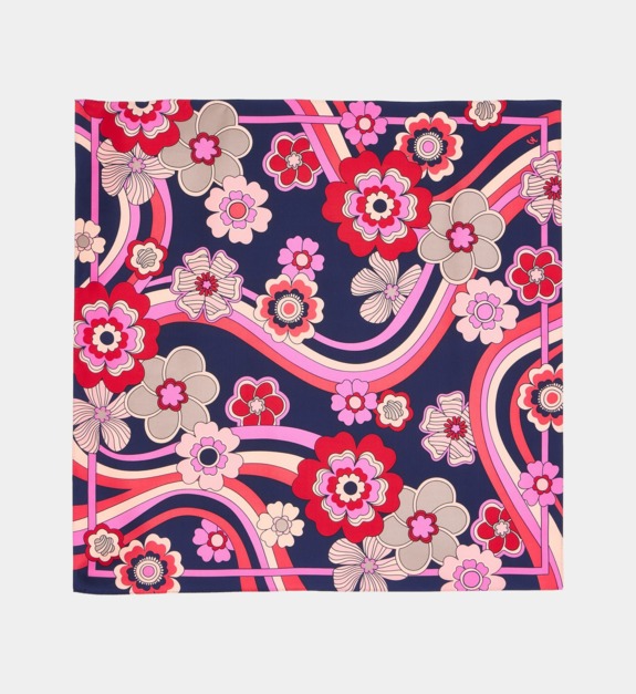 galeries lafayette - Carré de soie Fara imprimé floral - Rouge