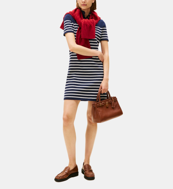 Robe droite courte à rayures