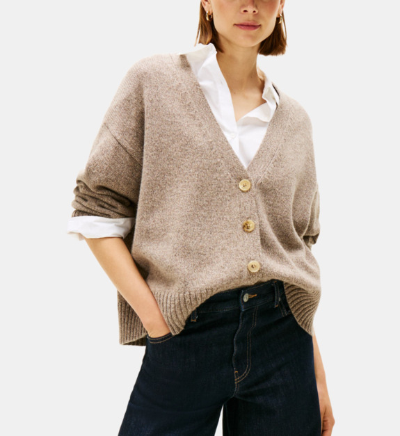 Cardigan droit fermeture boutonnée col V - vue 2