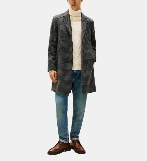 Manteau à carreaux mi long