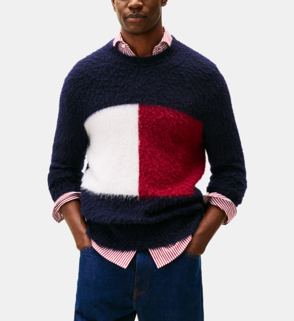 tommy hilfiger - Pull en alpaga drapeau - Bleu