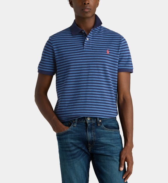 Polo droit à rayures en coton