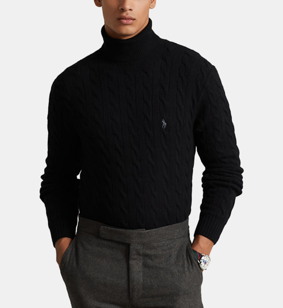 polo ralph lauren - Pull droit laine et cachemire homme - Noir