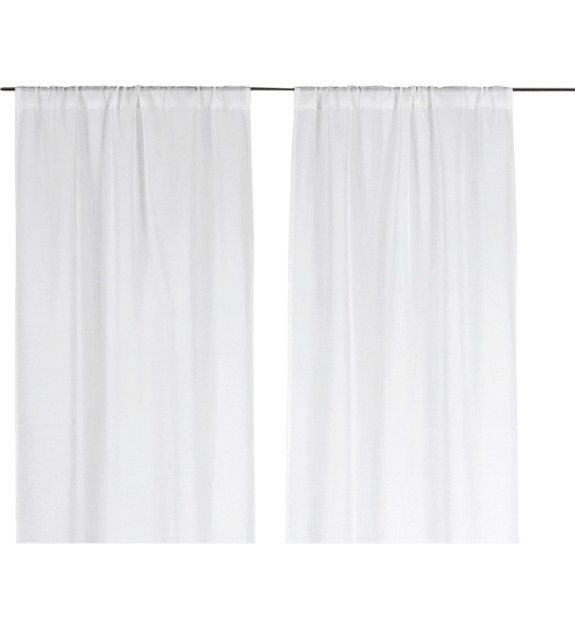 linder - Paire vitrage à passe tringle polyester naturel 45 x 180 cm - Beige