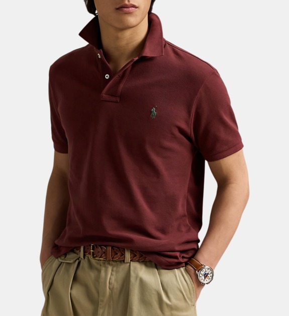 polo ralph lauren - Polo ajusté en coton - Marron