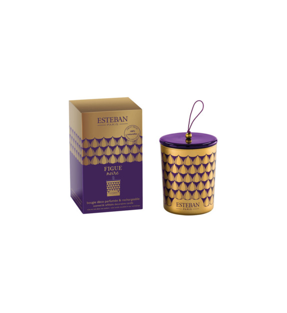 esteban paris parfums - FIGUE NOIRE - Bougie déco parfumée rechargeable - Figue noire - Beige