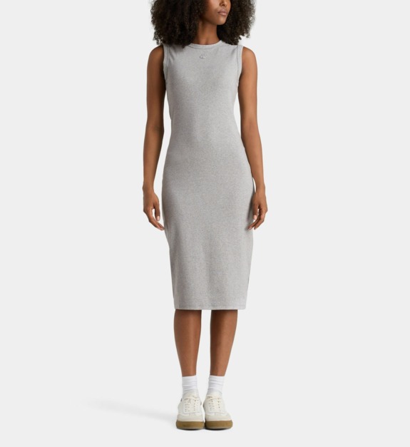 Robe débardeur ajustée mi longue coton