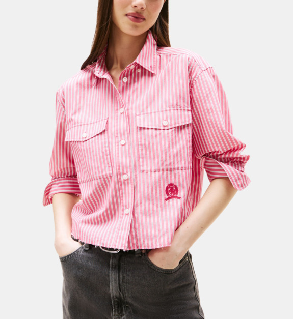 tommy jeans - Chemise ample en coton à rayures - Rouge